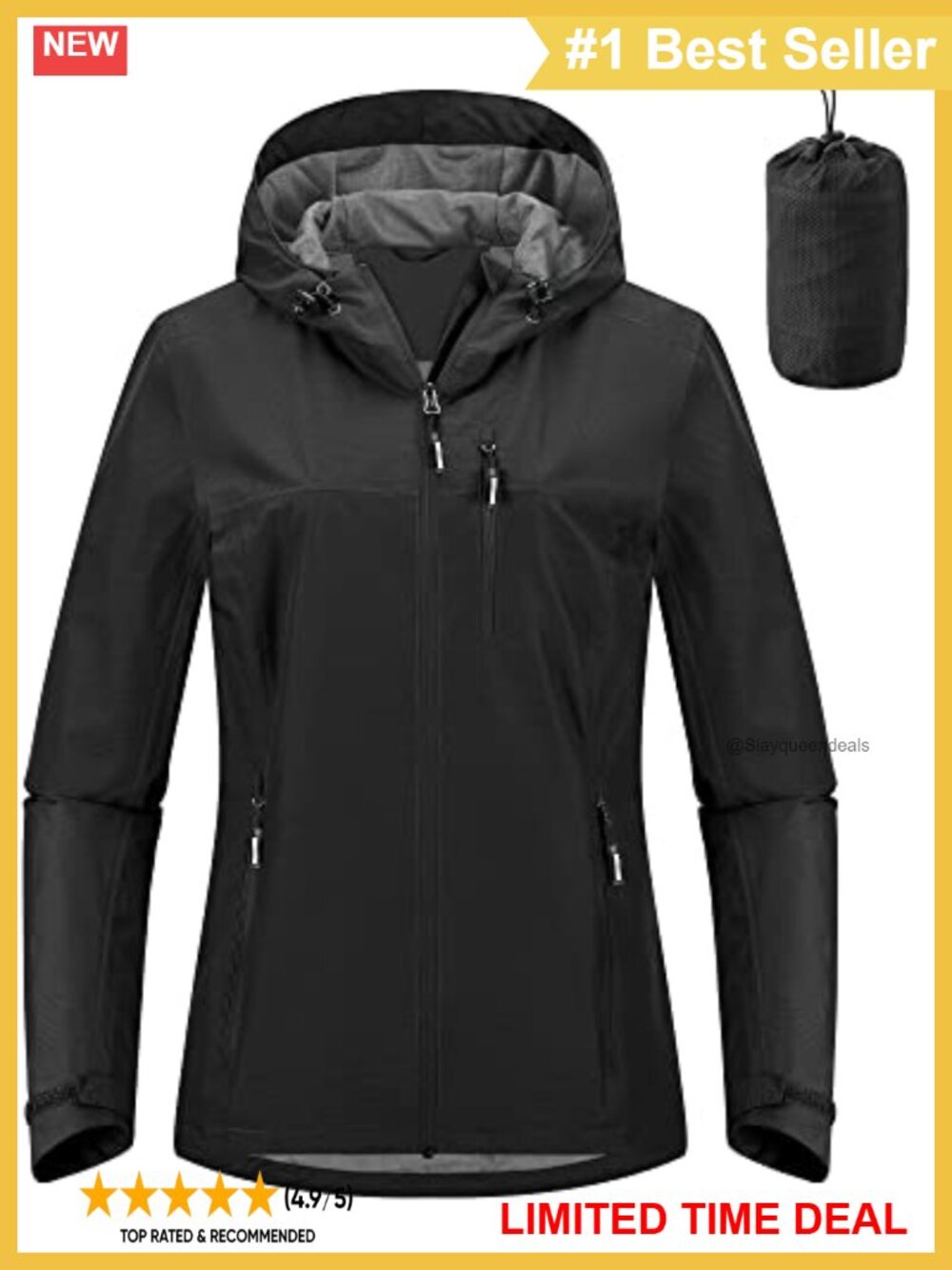 Packable Waterproof Rain Jacket with Hood Womens Ultralight Raincoat